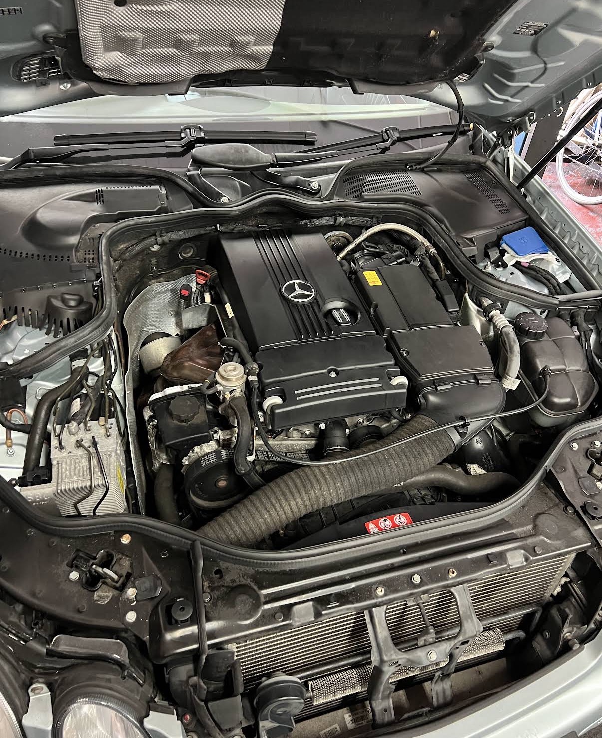 Mercedes-Benz engine bay serviced at AMP Auto Repair Centre